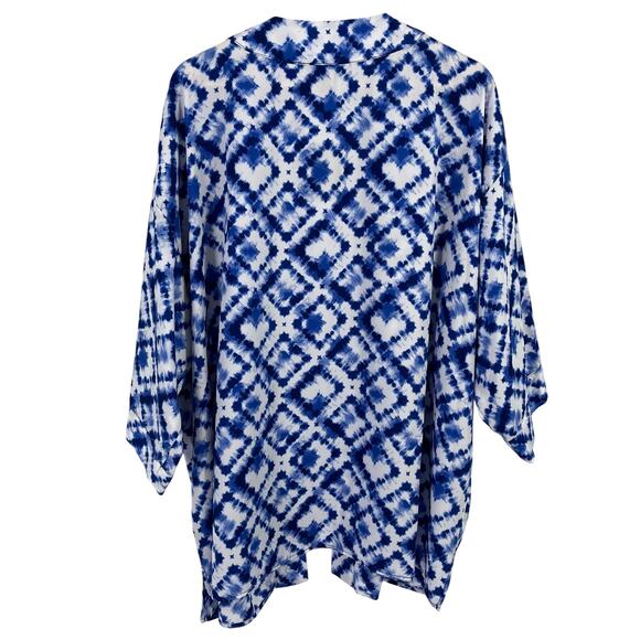 Slim Factor Investments Royal Blue Tie Dye Kimono Top Shirt Plus Size 2X - Picture 4 of 7